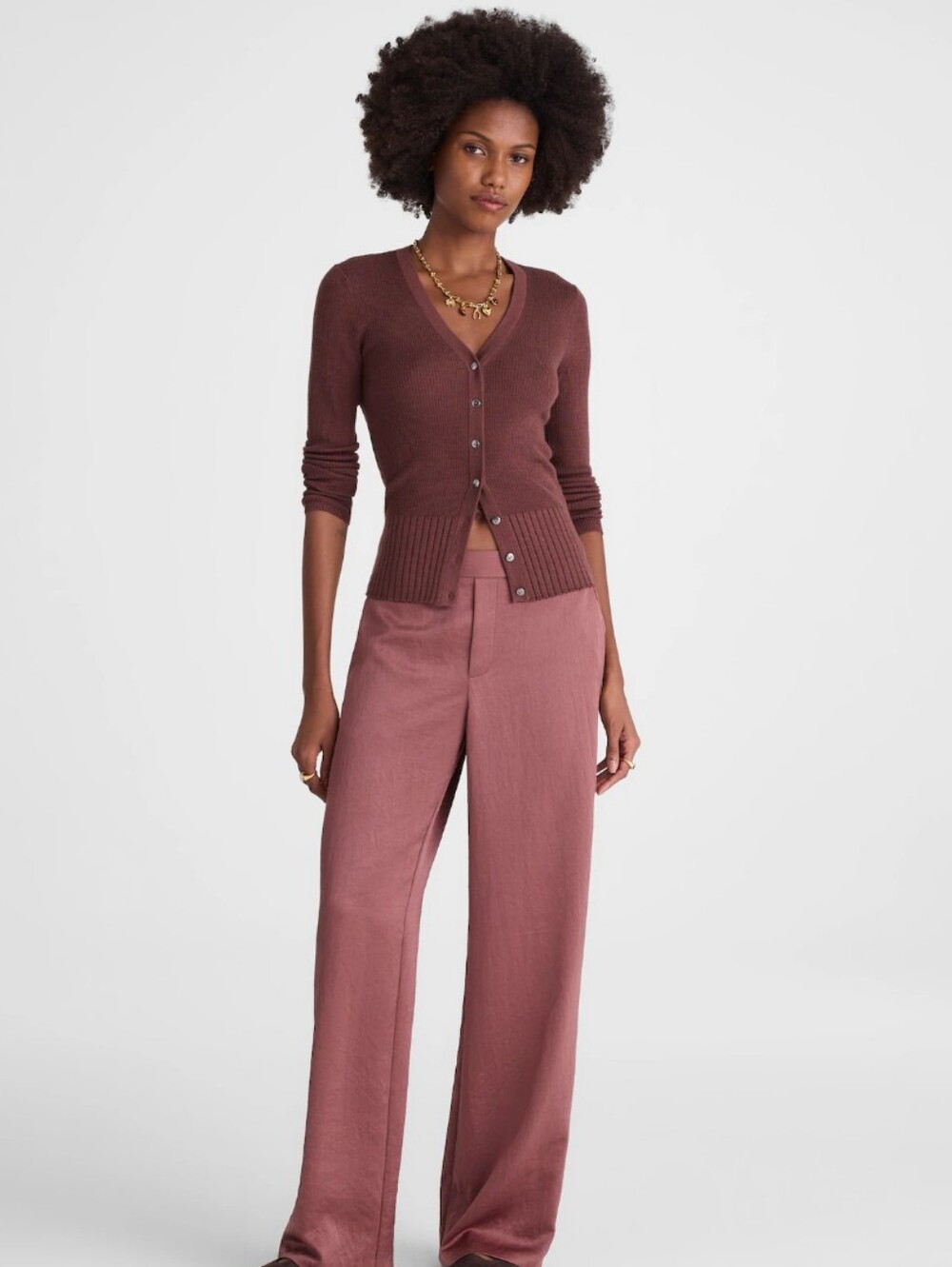 Madewell The Petite Easy Pull-On Pant in Satin NY615 Size XS Petite Burnt Soil